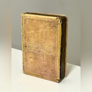 Vintage Automatic Recording Safe Co BABY'S BANK The First Step Book Coin Bank